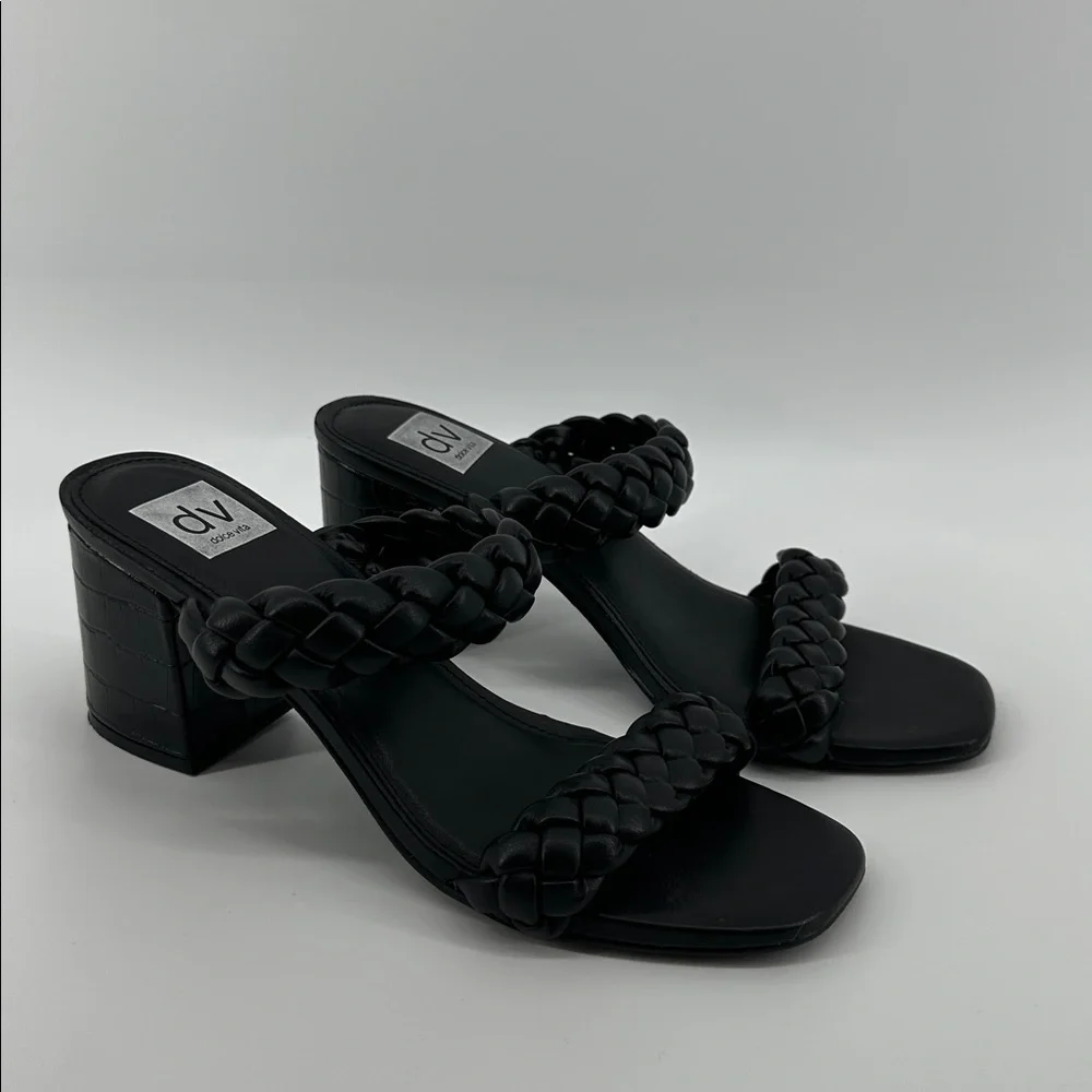 Dolce Vita Black Braided Block Heel Sandals‎ Sz 8/8.5